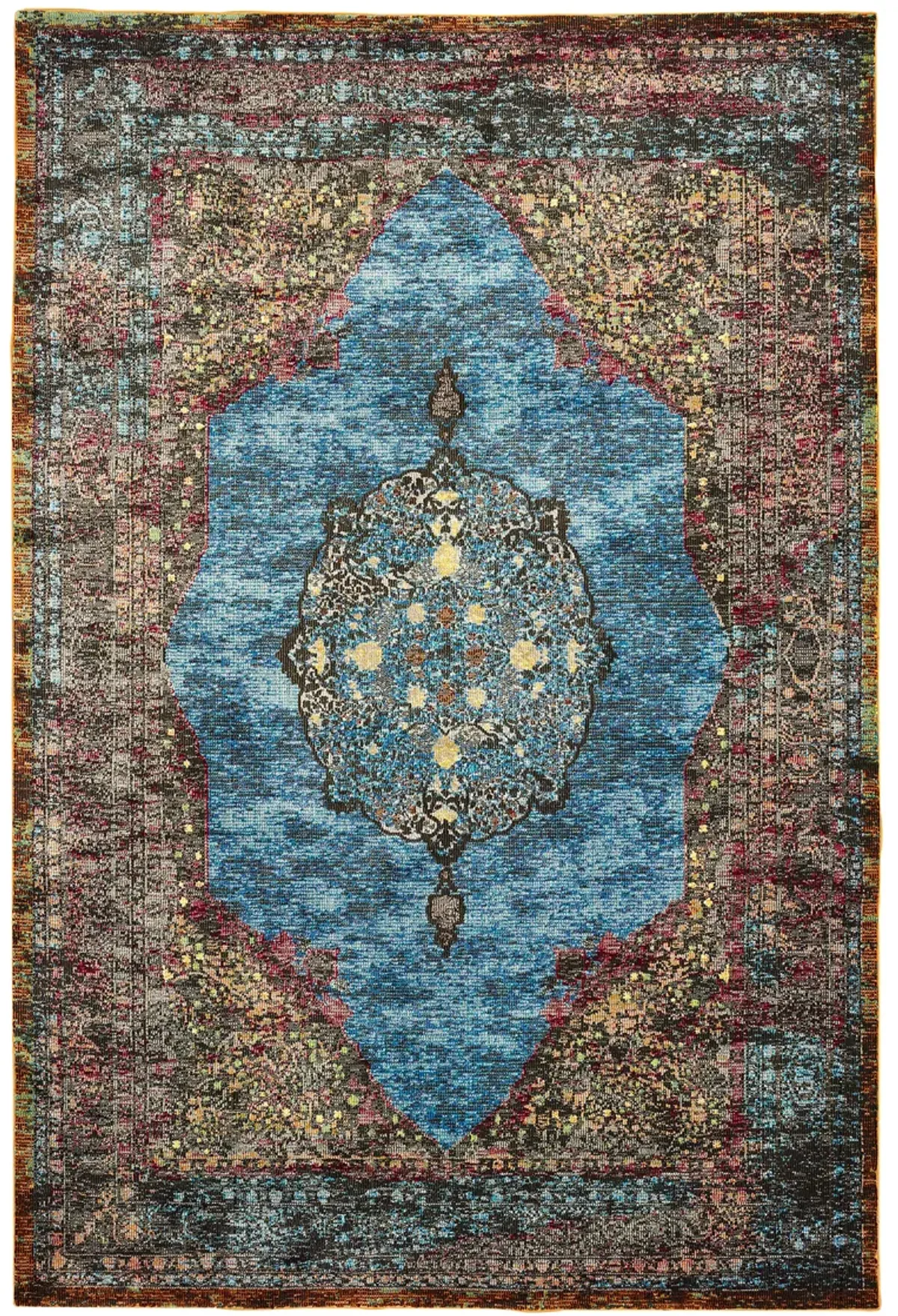 Galaxy Turquoise/ Multicolor Oriental Medallion Indoor Area Rug 5' x 8'