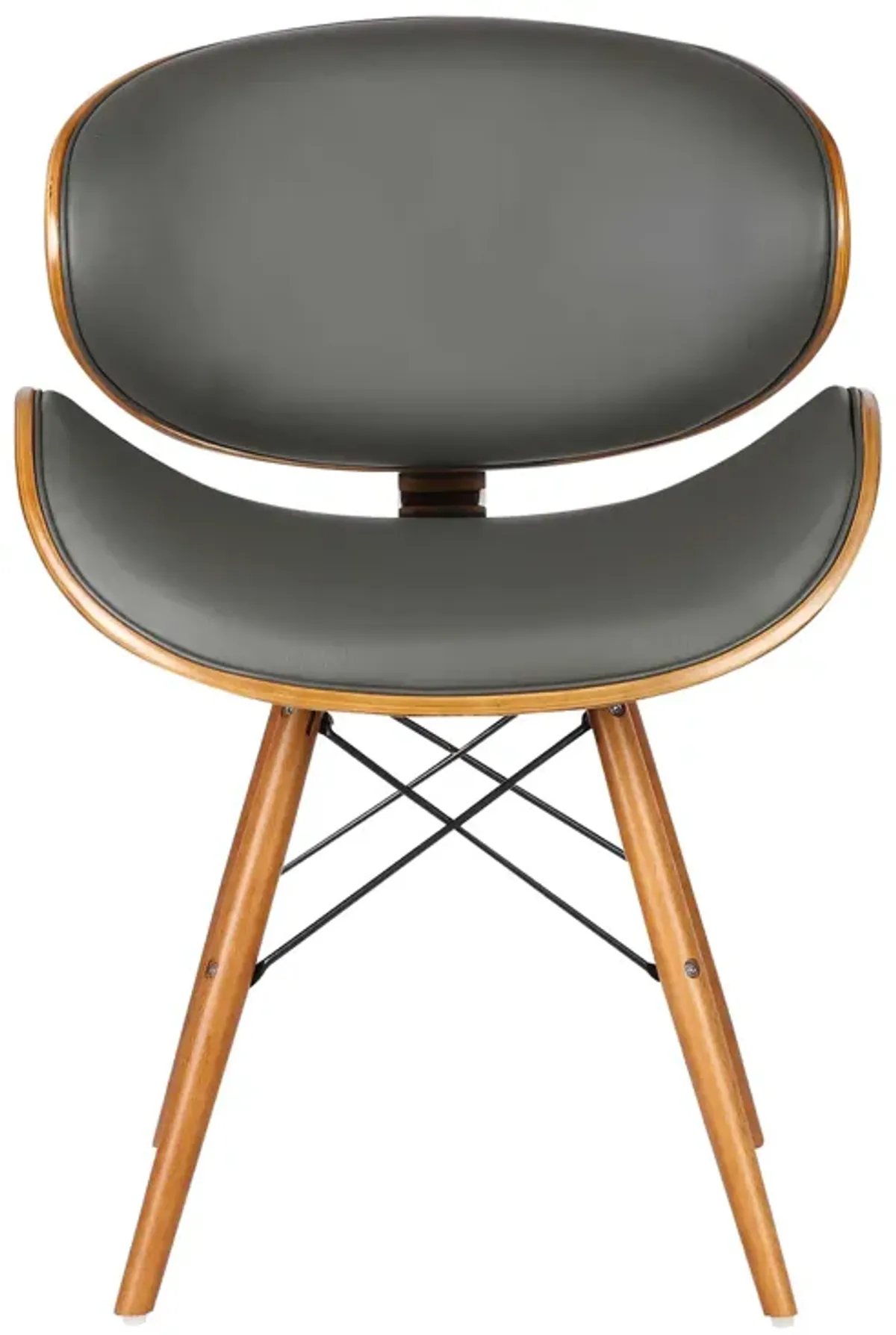 Cassie Mid-Century Dining Chair in Walnut Wood and Gray Faux Leather