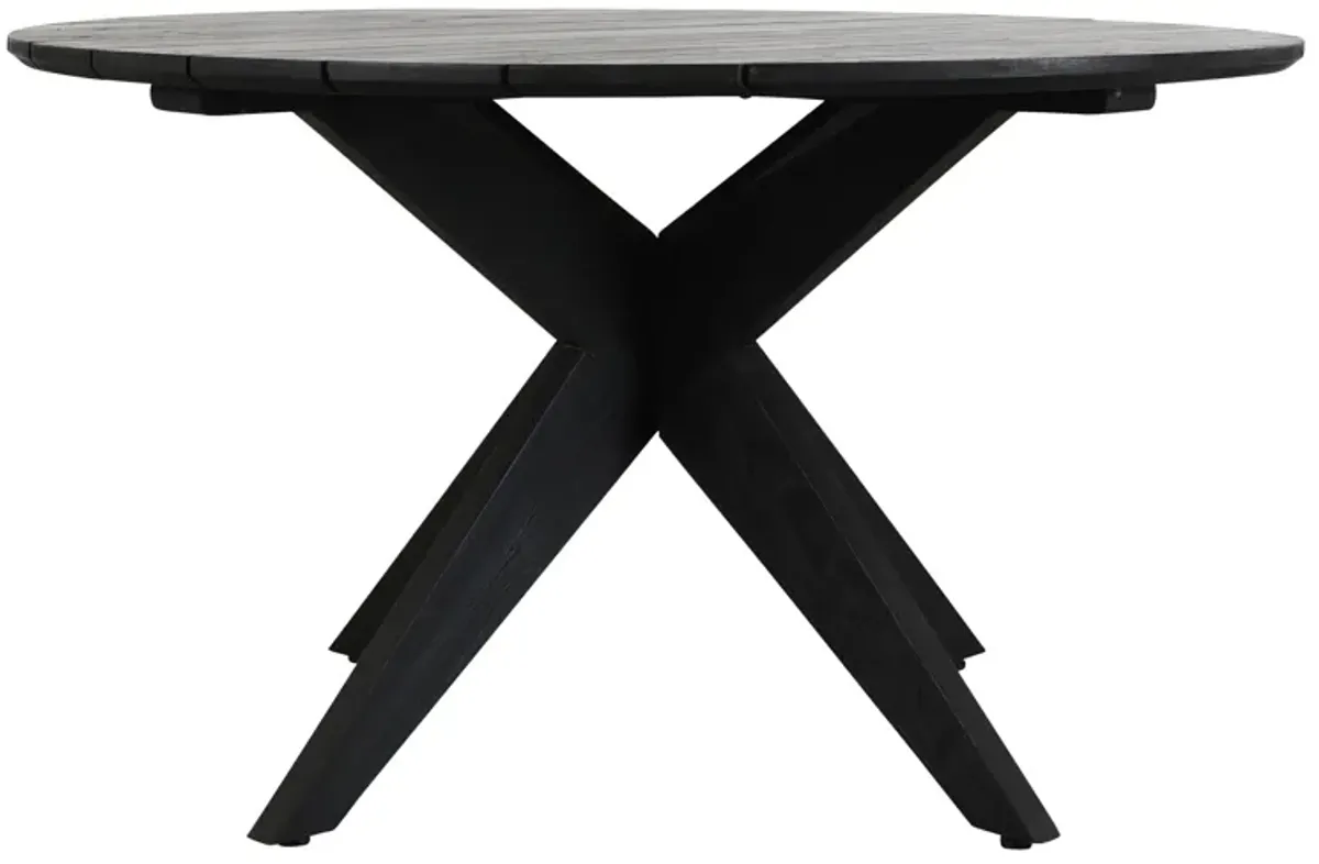 Alameda 53" Outdoor Round Dining Table Black 