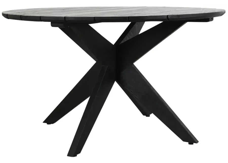 Alameda 53" Outdoor Round Dining Table Black 