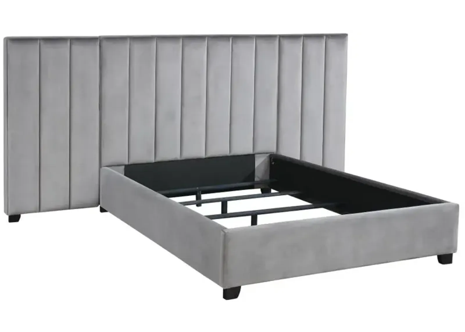 Arles Upholstered Bedroom Set Grey with Side Panels