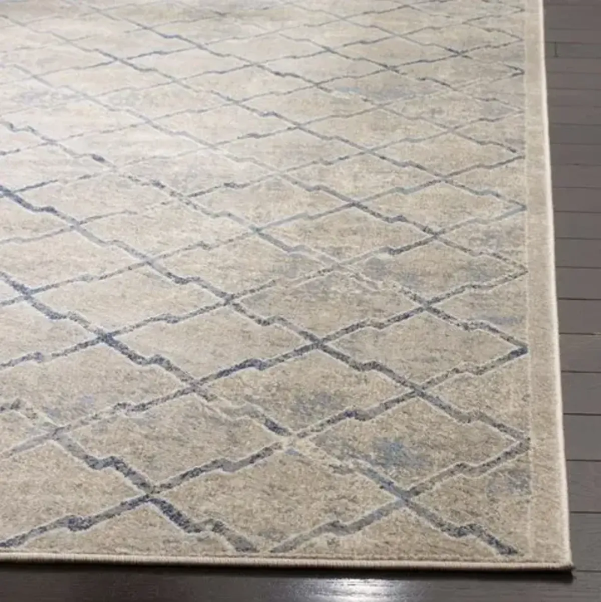 Brentwood 809 Light Grey / Blue 2' X 6' Runner Powerloomed Rug