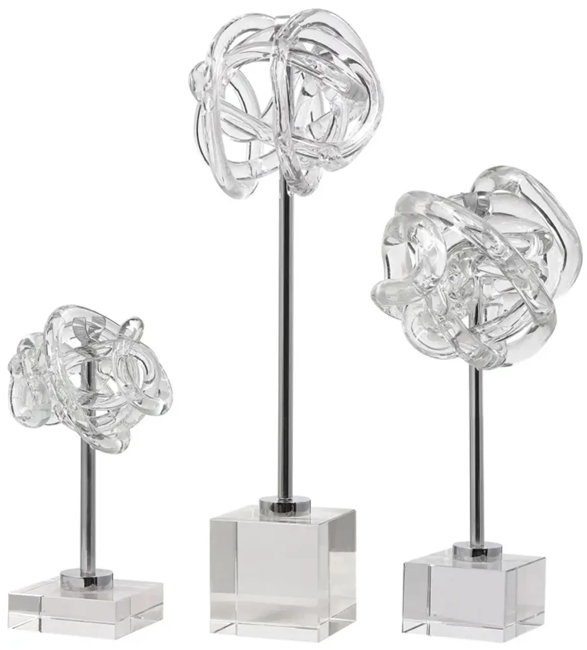 Neuron Glass Table Top Sculptures, S/3