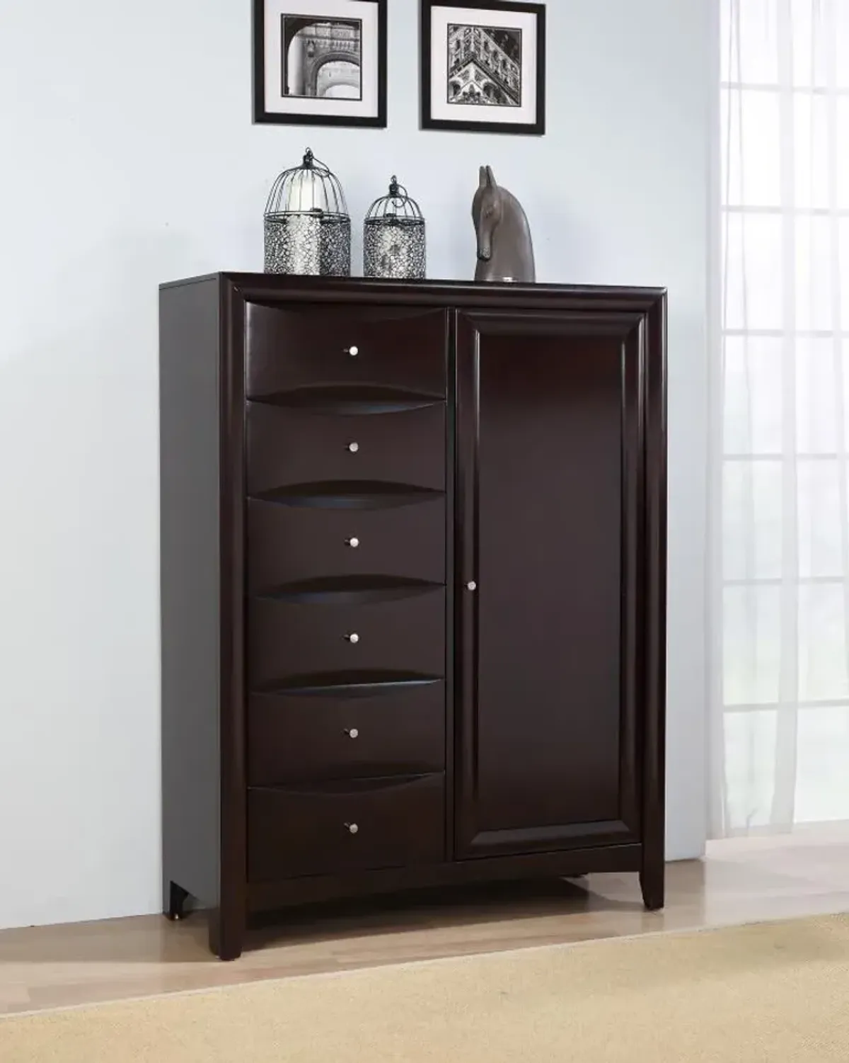 Phoenix 6-drawer Door Chest Deep Cappuccino