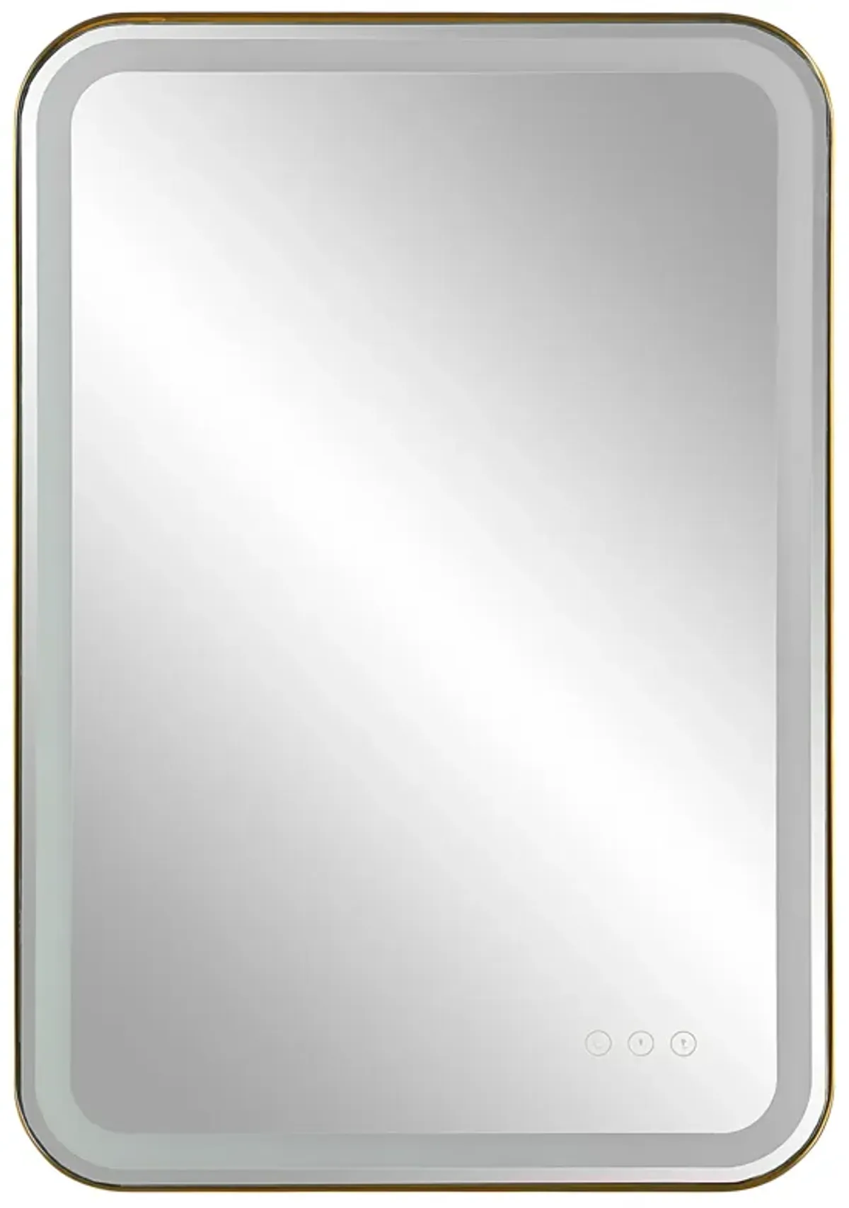 Crofton Lighted Brass Vanity Mirror