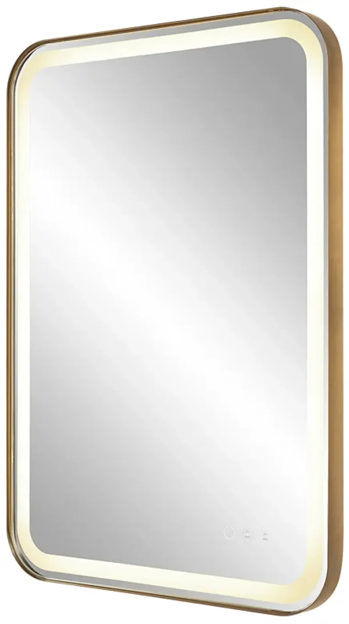 Crofton Lighted Brass Vanity Mirror