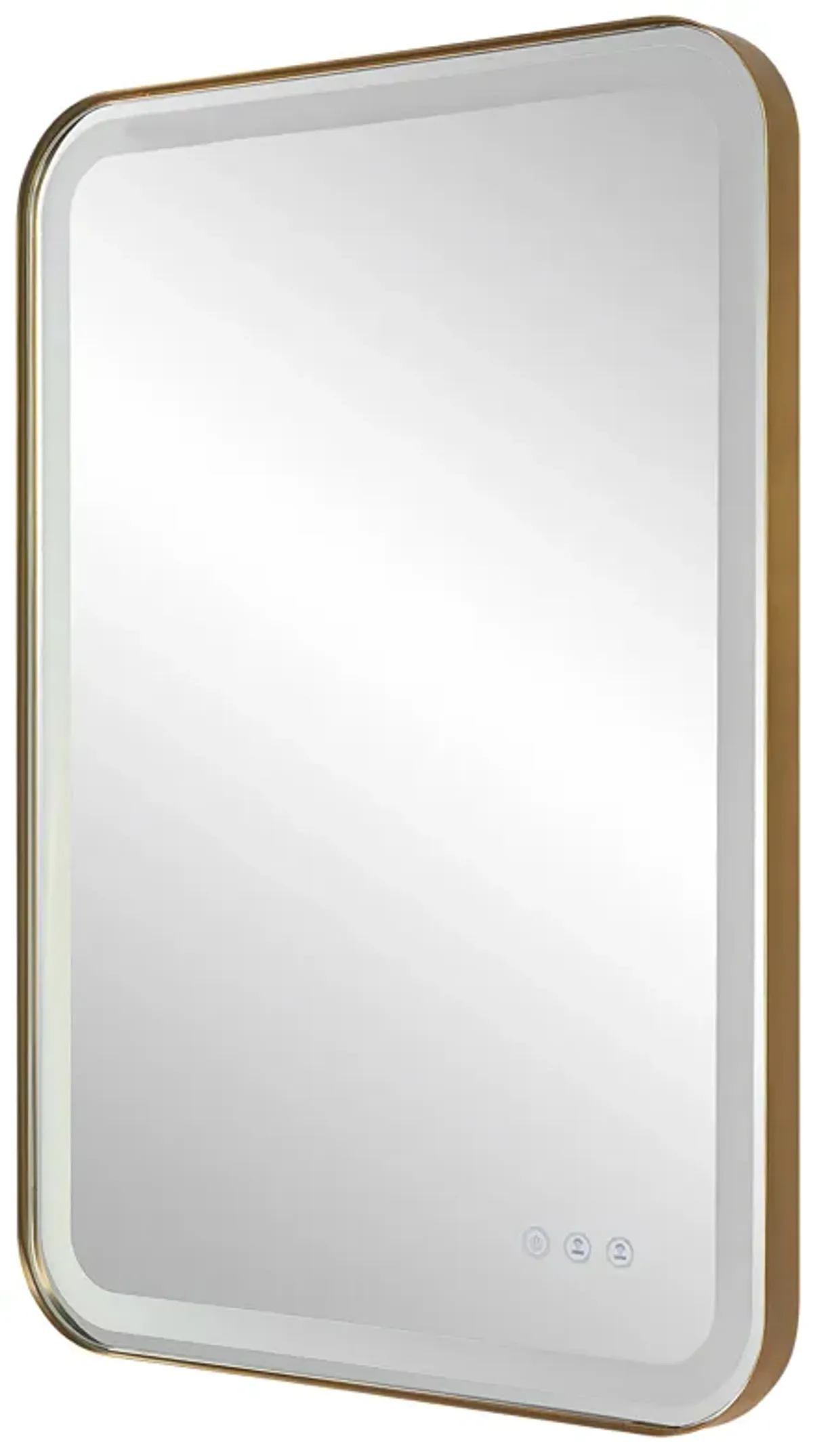 Crofton Lighted Brass Vanity Mirror