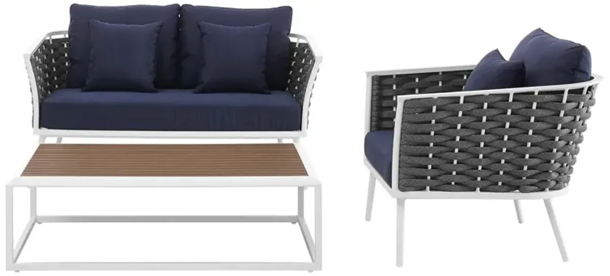 Stance 3 Piece Outdoor Patio Aluminum Sectional Sofa Set