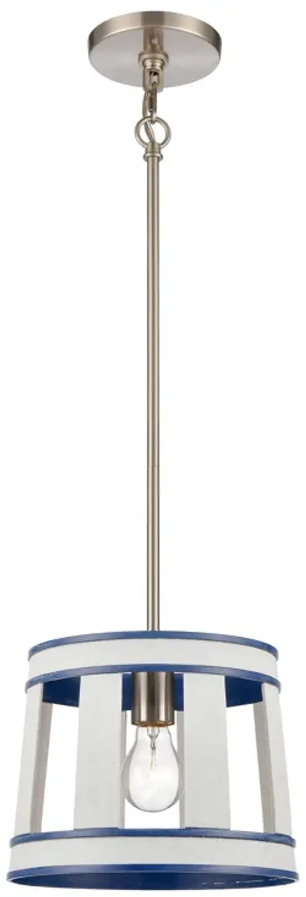 White Burlap 10" Wide 1-Light Pendant - Ocean Blue