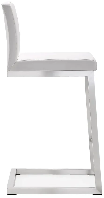 parma white stainless steel counter stool - set of 2