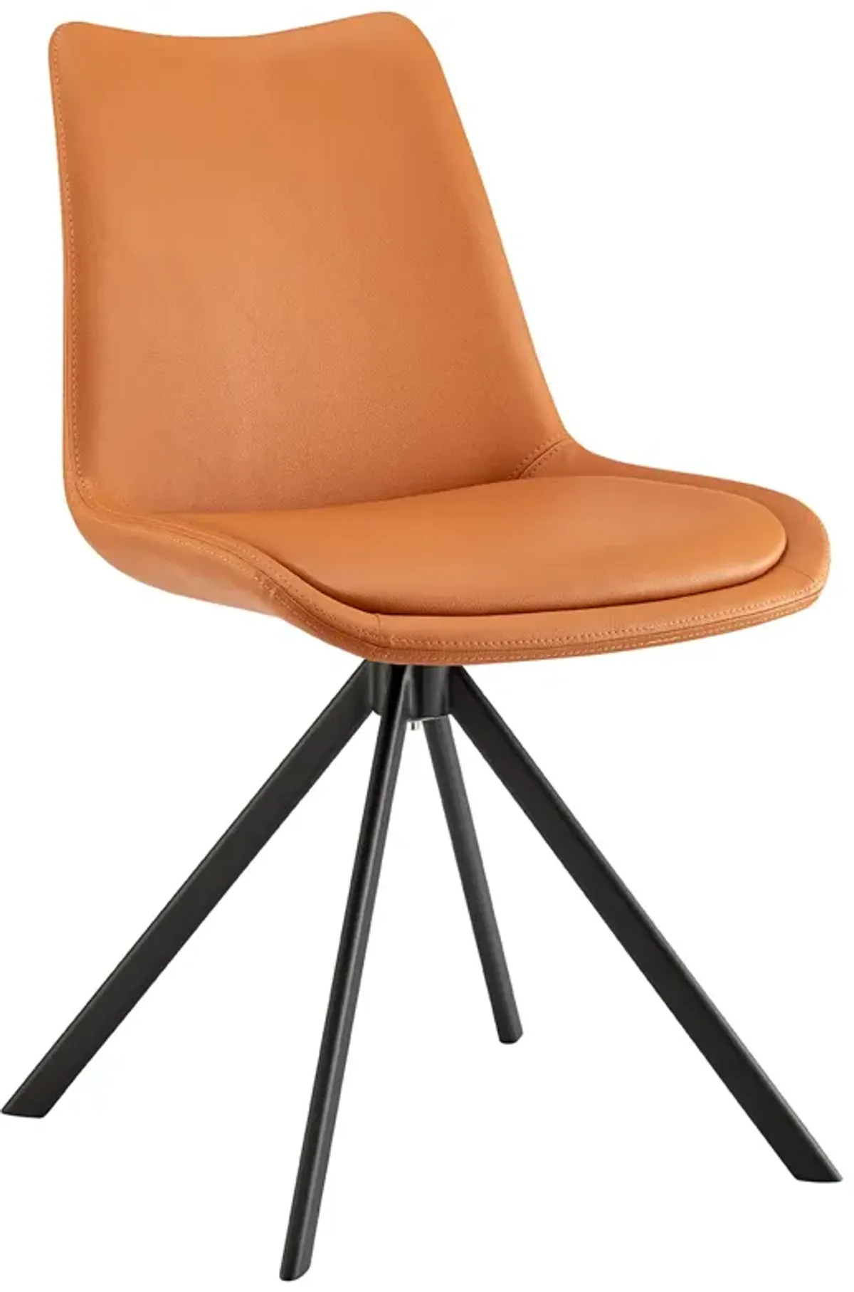 Vind Swivel Side Chair in Cognac Leatherette with Black Steel Legs - Set of 1