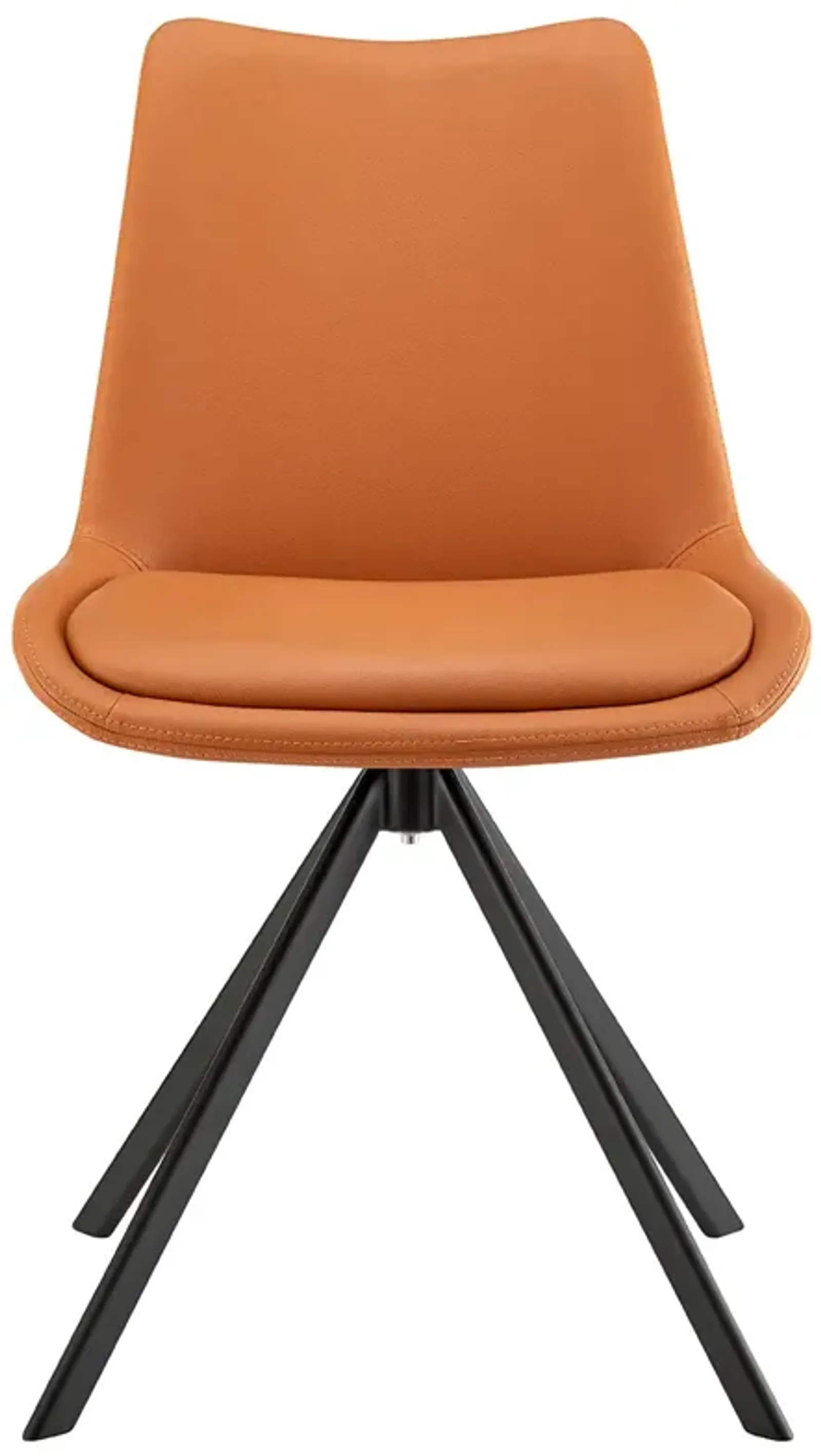 Vind Swivel Side Chair in Cognac Leatherette with Black Steel Legs - Set of 1