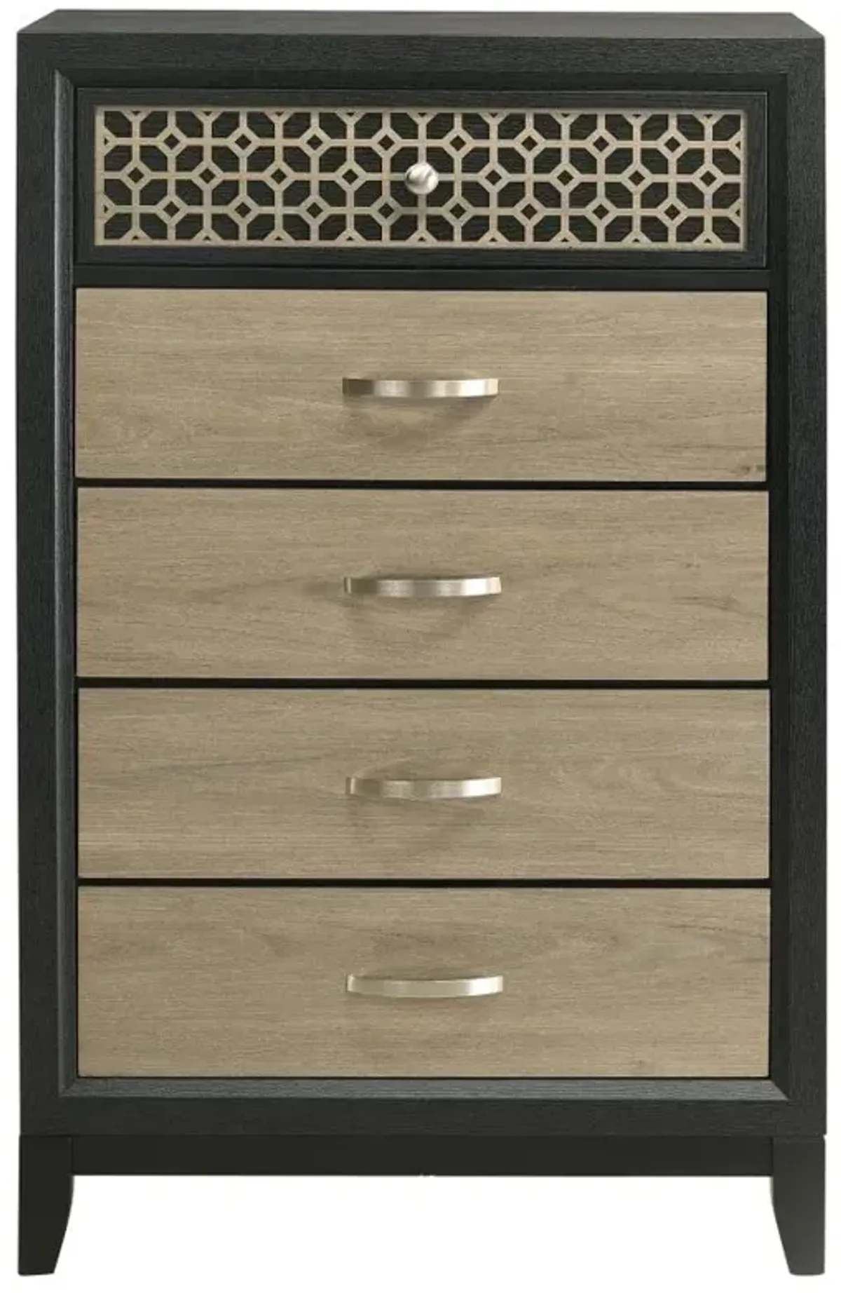 Valencia 5-drawer Chest Light Brown and Black