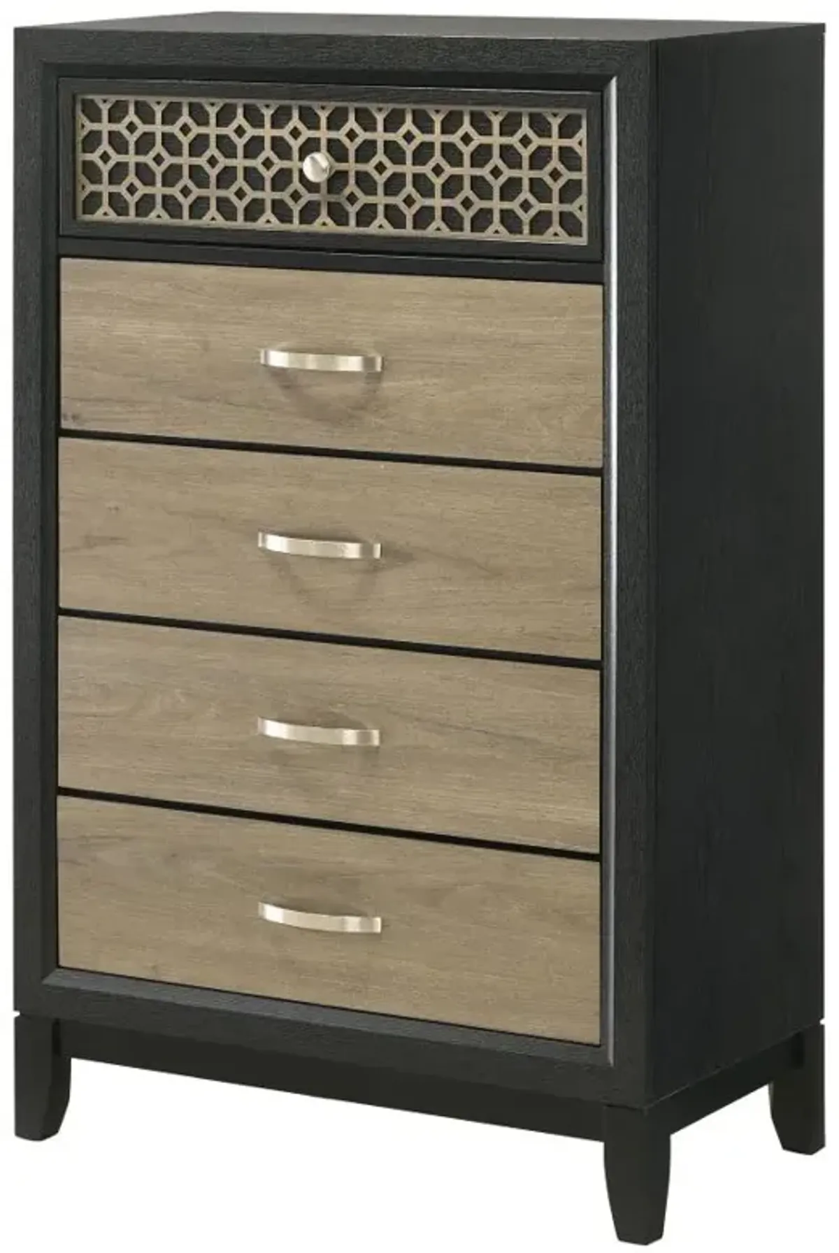 Valencia 5-drawer Chest Light Brown and Black