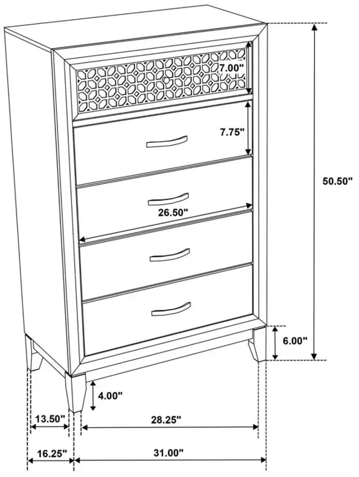 Valencia 5-drawer Chest Light Brown and Black