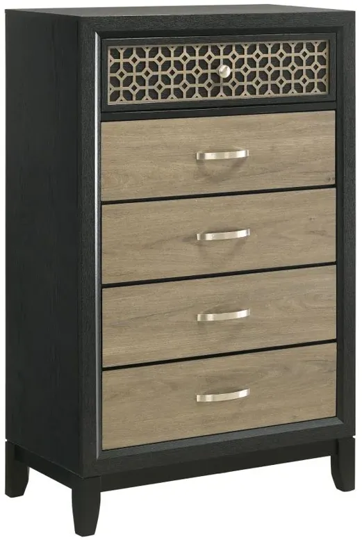 Valencia 5-drawer Chest Light Brown and Black