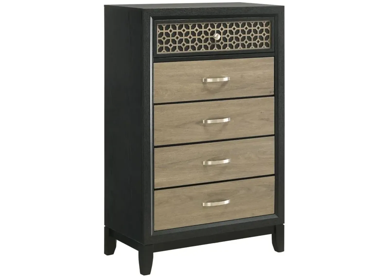 Valencia 5-drawer Chest Light Brown and Black