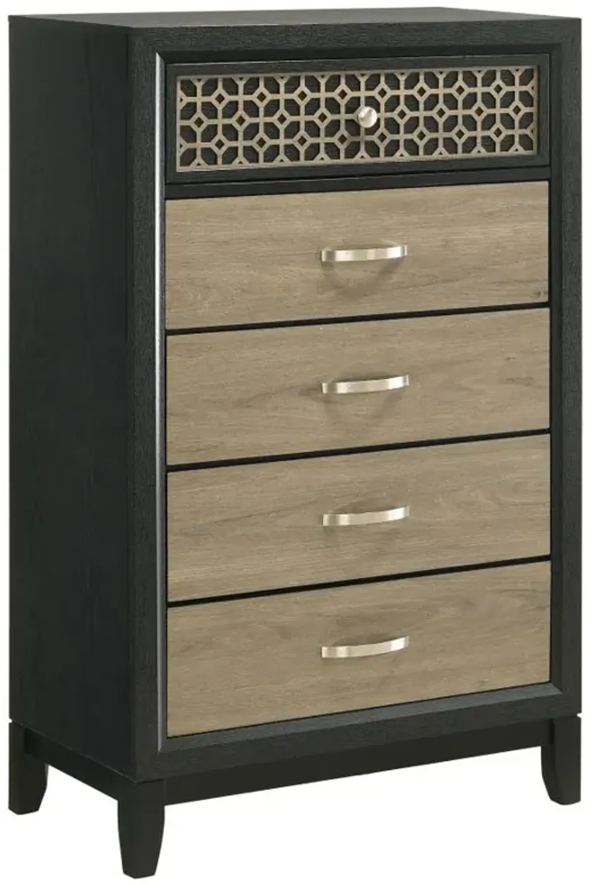 Valencia 5-drawer Chest Light Brown and Black