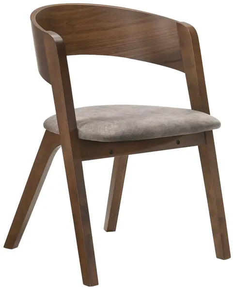 Jackie Mid-Century Upholstered Dining Chairs in Walnut finish - Set of 2