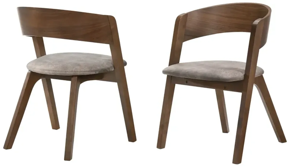 Jackie Mid-Century Upholstered Dining Chairs in Walnut finish - Set of 2