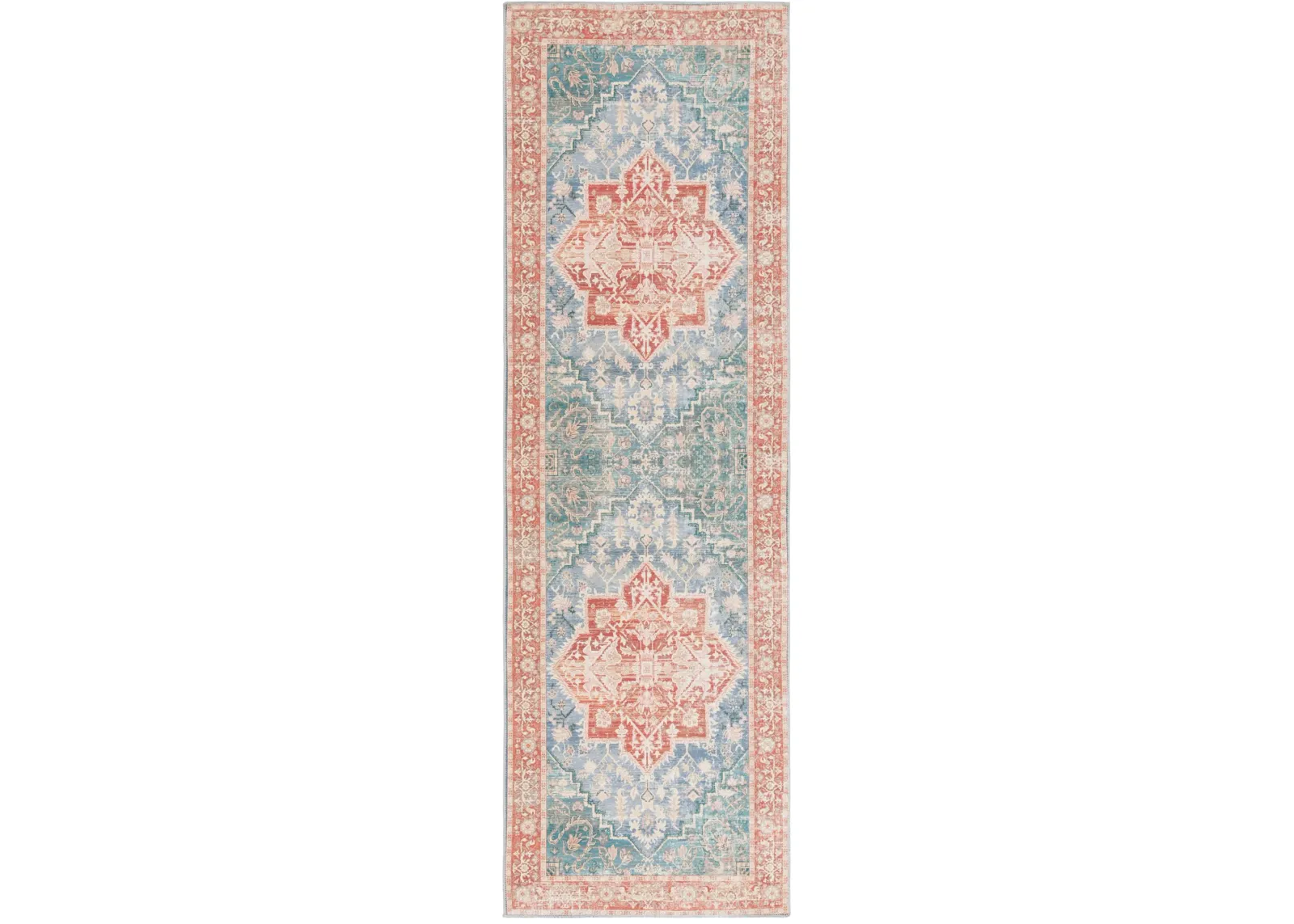 ARIZONA 137 BLUE GREEN  2'-6' x 8' Runner Rug