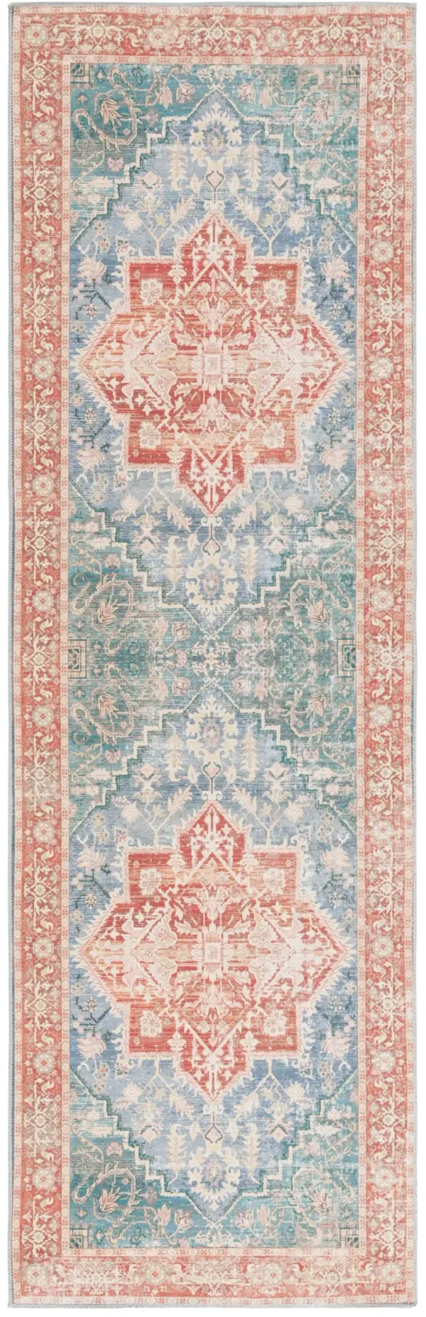 ARIZONA 137 BLUE GREEN  2'-6' x 8' Runner Rug