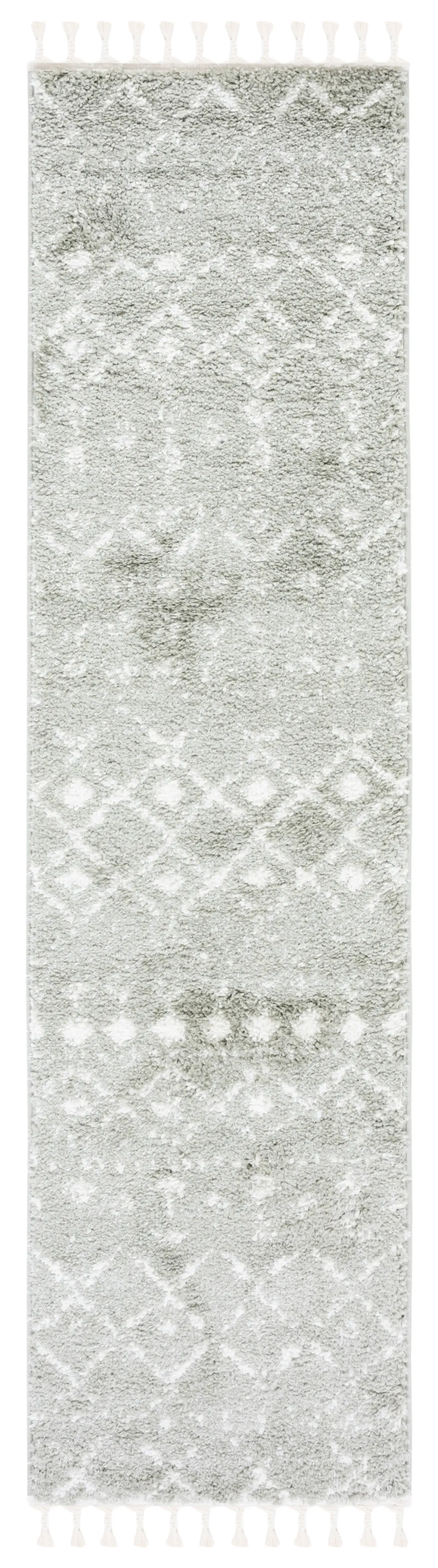 BERBER FRINGE SHAG 516 SAGE  2'-2' x 6' Runner Rug