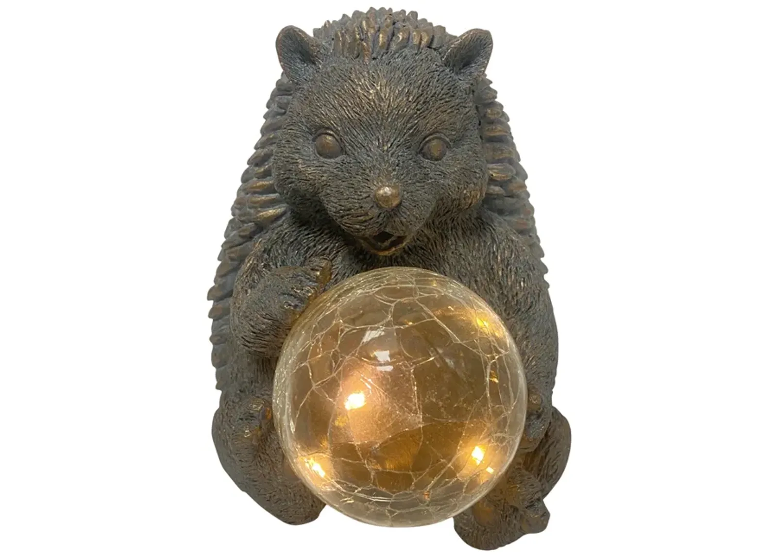 8" Hedgehog With Solar Orb,antique Copper