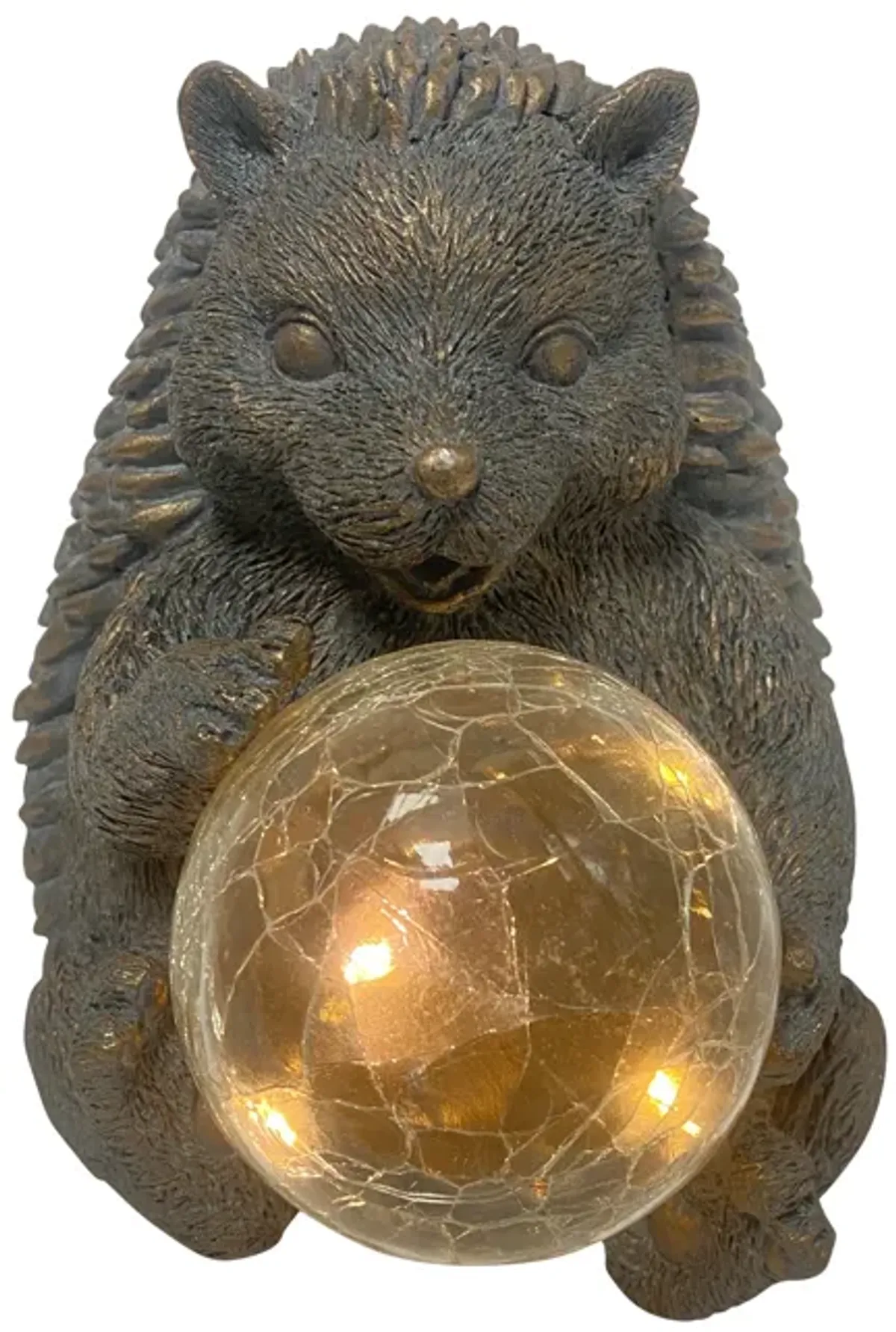 8" Hedgehog With Solar Orb,antique Copper