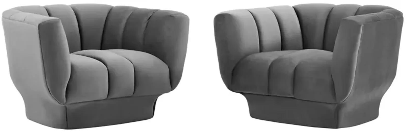 Entertain Vertical Channel Tufted Performance Velvet Armchair Set of 2