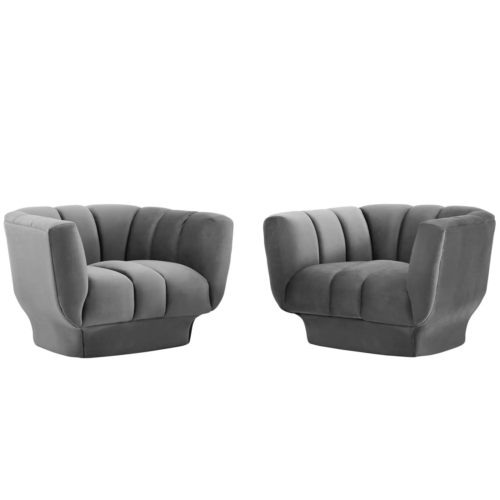 Entertain Vertical Channel Tufted Performance Velvet Armchair Set of 2