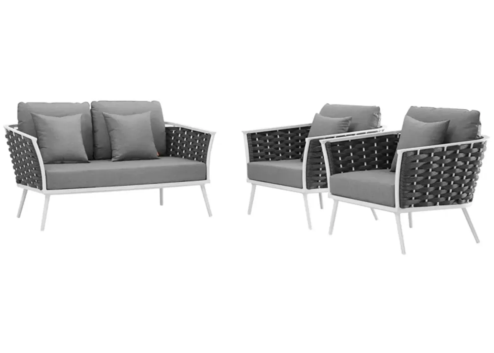 Stance 3 Piece Outdoor Patio Aluminum Sectional Sofa Set