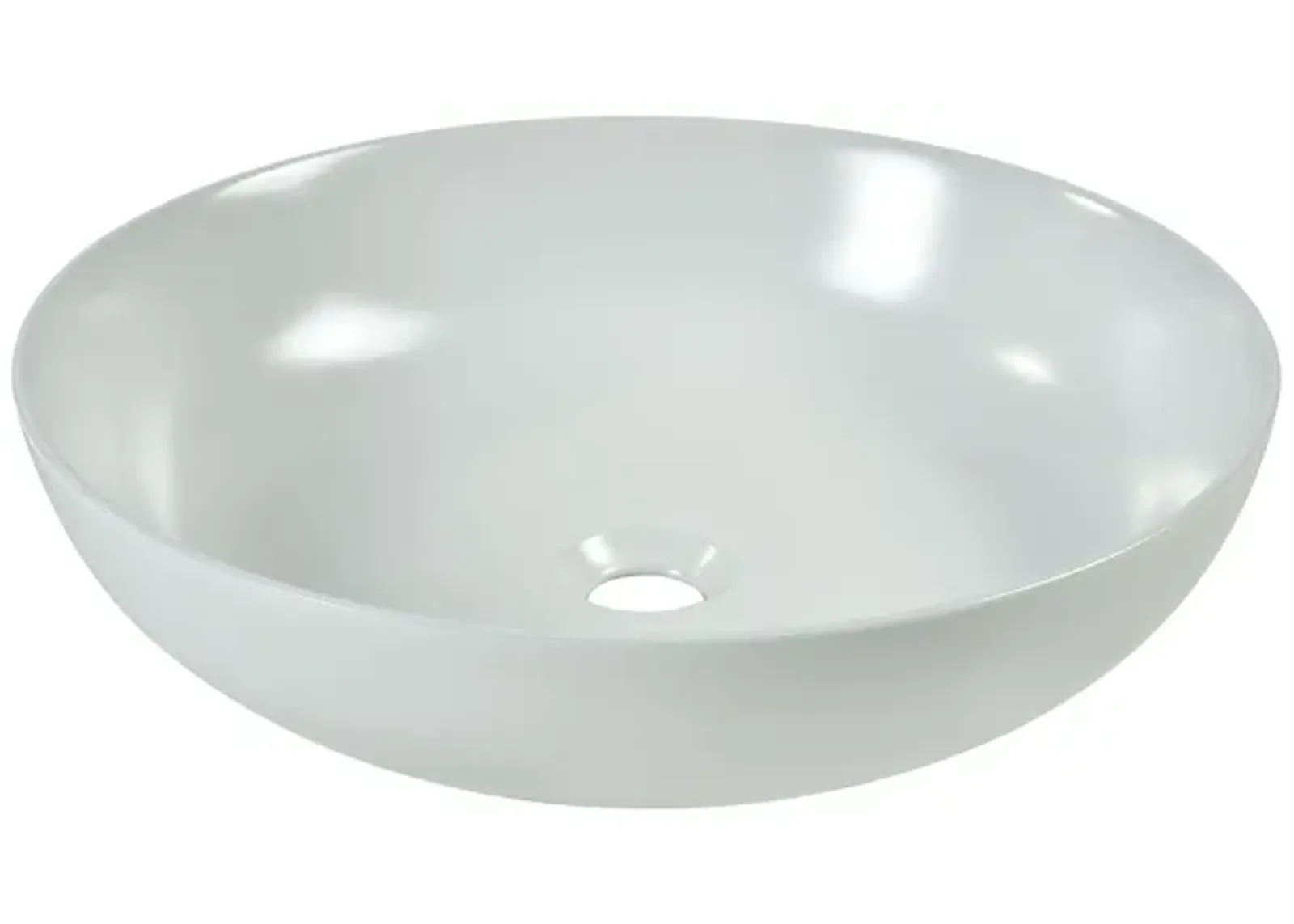 Vitreous China Round Vessel Sink - Matte White 15.2 inch