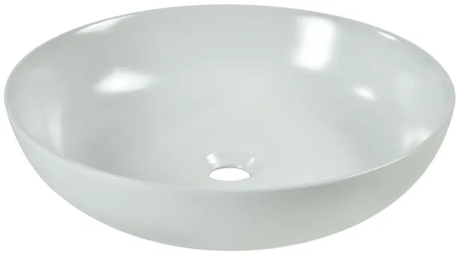 Vitreous China Round Vessel Sink - Matte White 15.2 inch