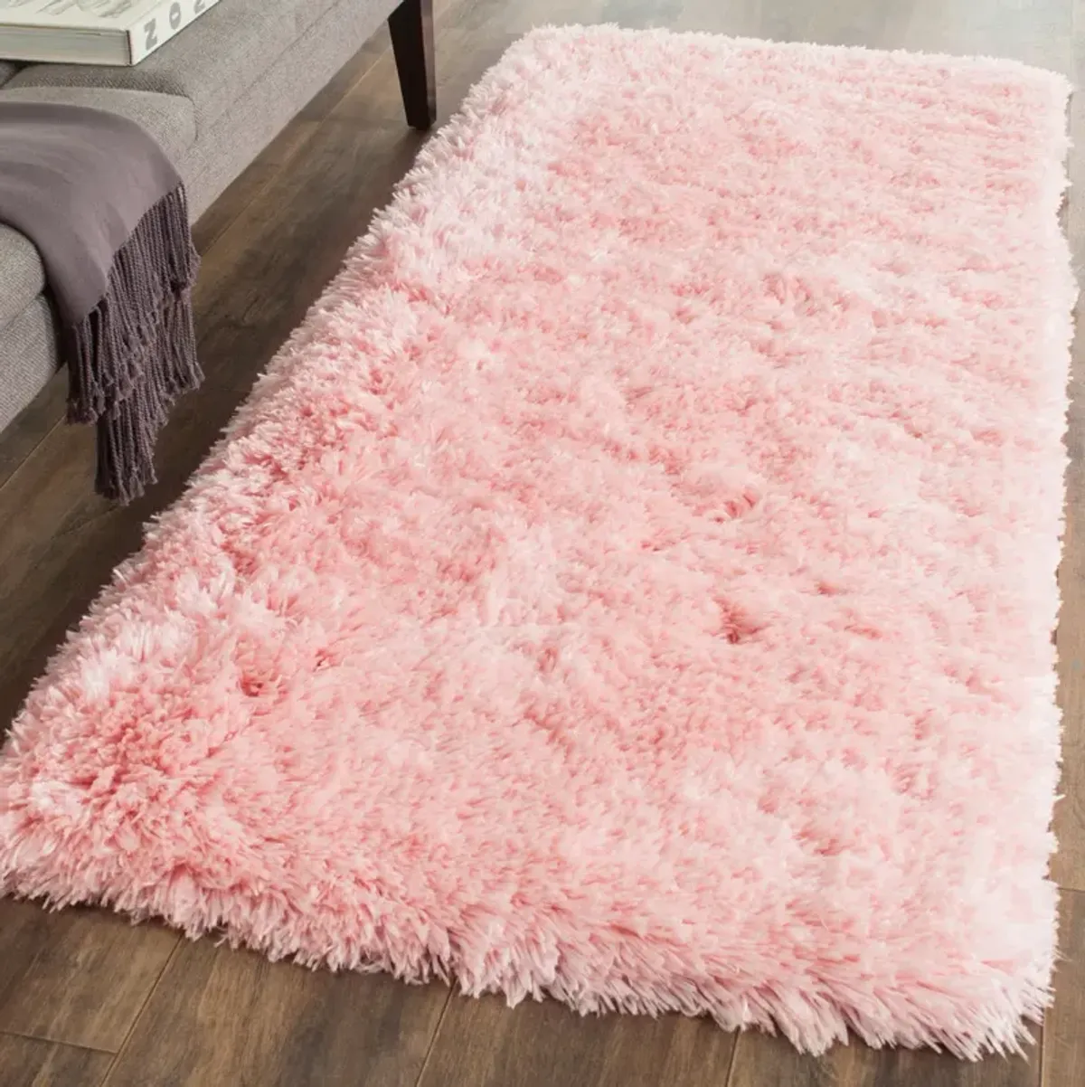 ARCTIC SHAG Pink 2'-3' X 6' Runner Rug