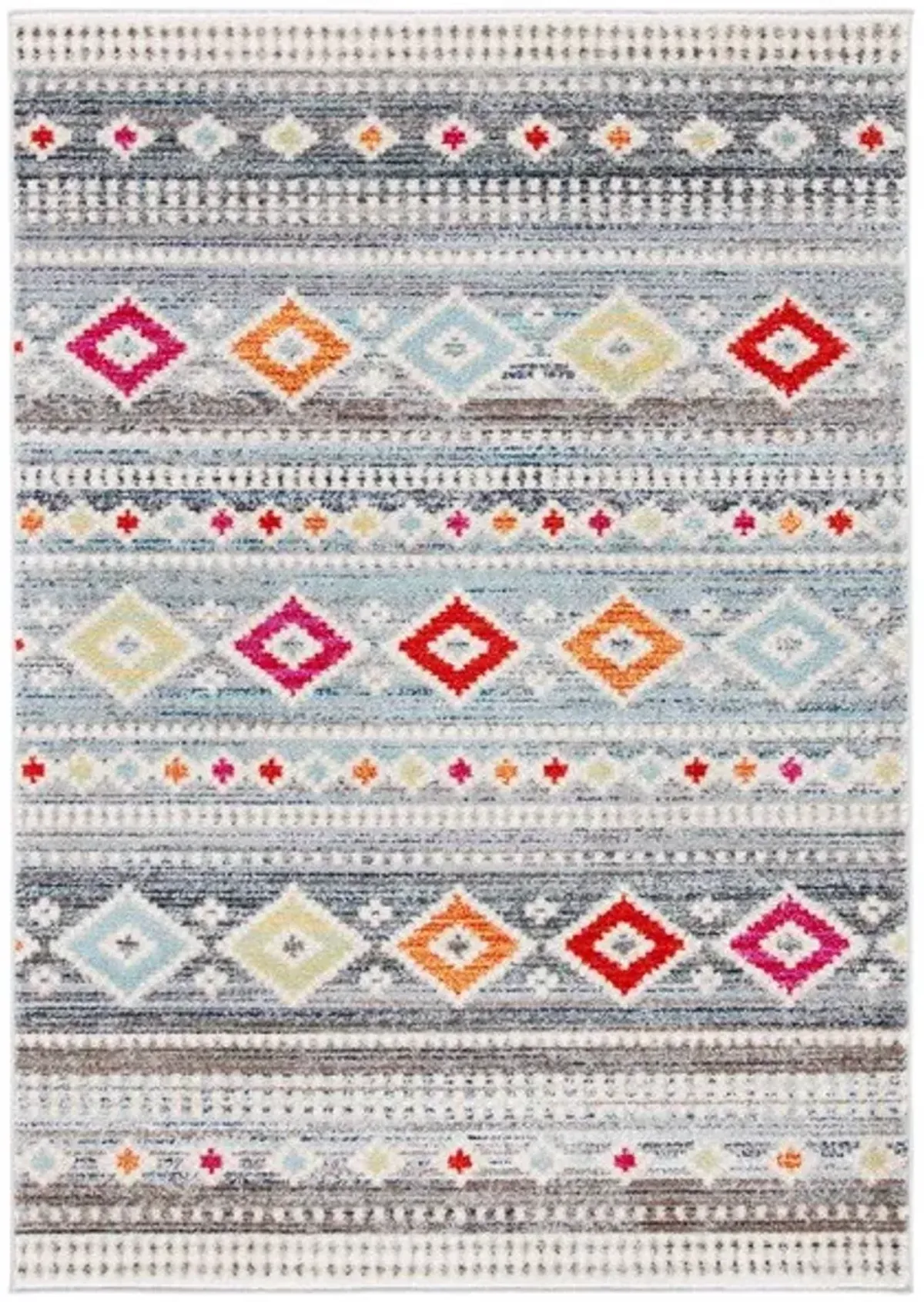 ADIRONDACK Contemporary Light Grey / Ivory 5'-1" X 7'-6" Powerloomed Rug