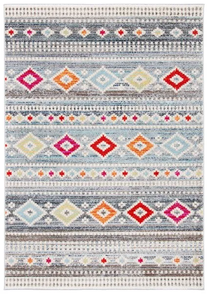 ADIRONDACK Contemporary Light Grey / Ivory 5'-1" X 7'-6" Powerloomed Rug