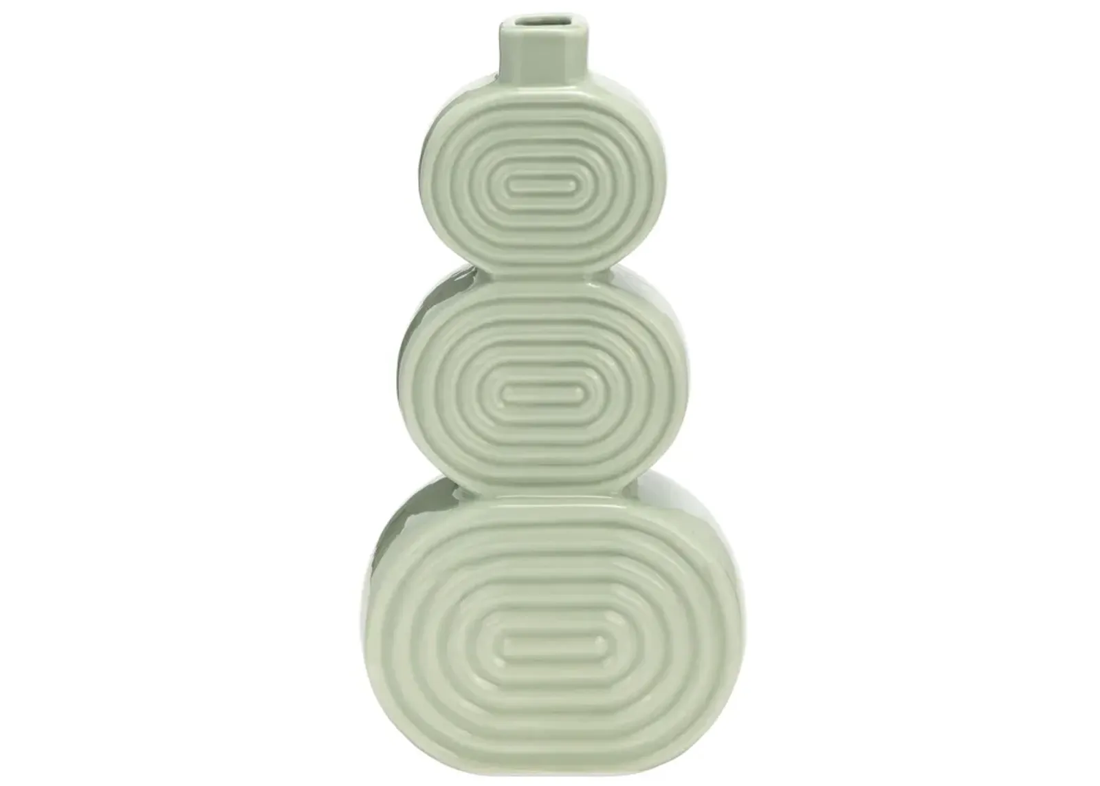 Cer, 12" Stacked Circles Vase, Cucumber