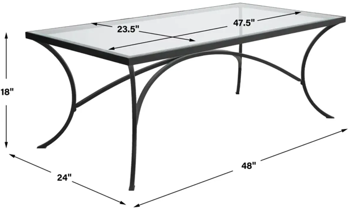 Alayna Black Metal & Glass Coffee Table