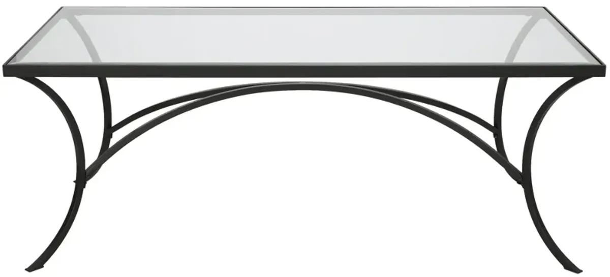 Alayna Black Metal & Glass Coffee Table