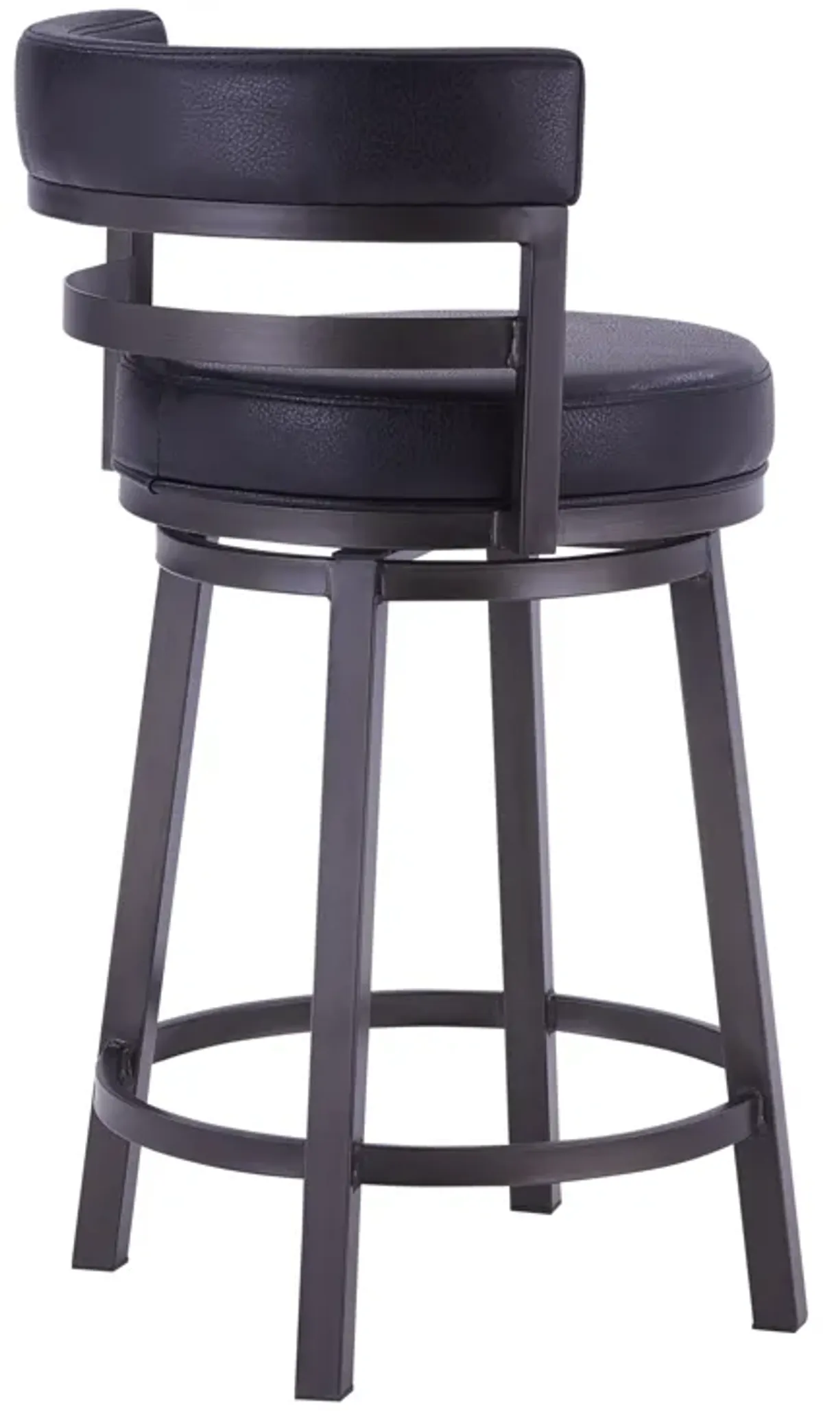 Titana 26" Counter Height Metal Swivel Barstool in Ford Black Pu and Mineral Finish