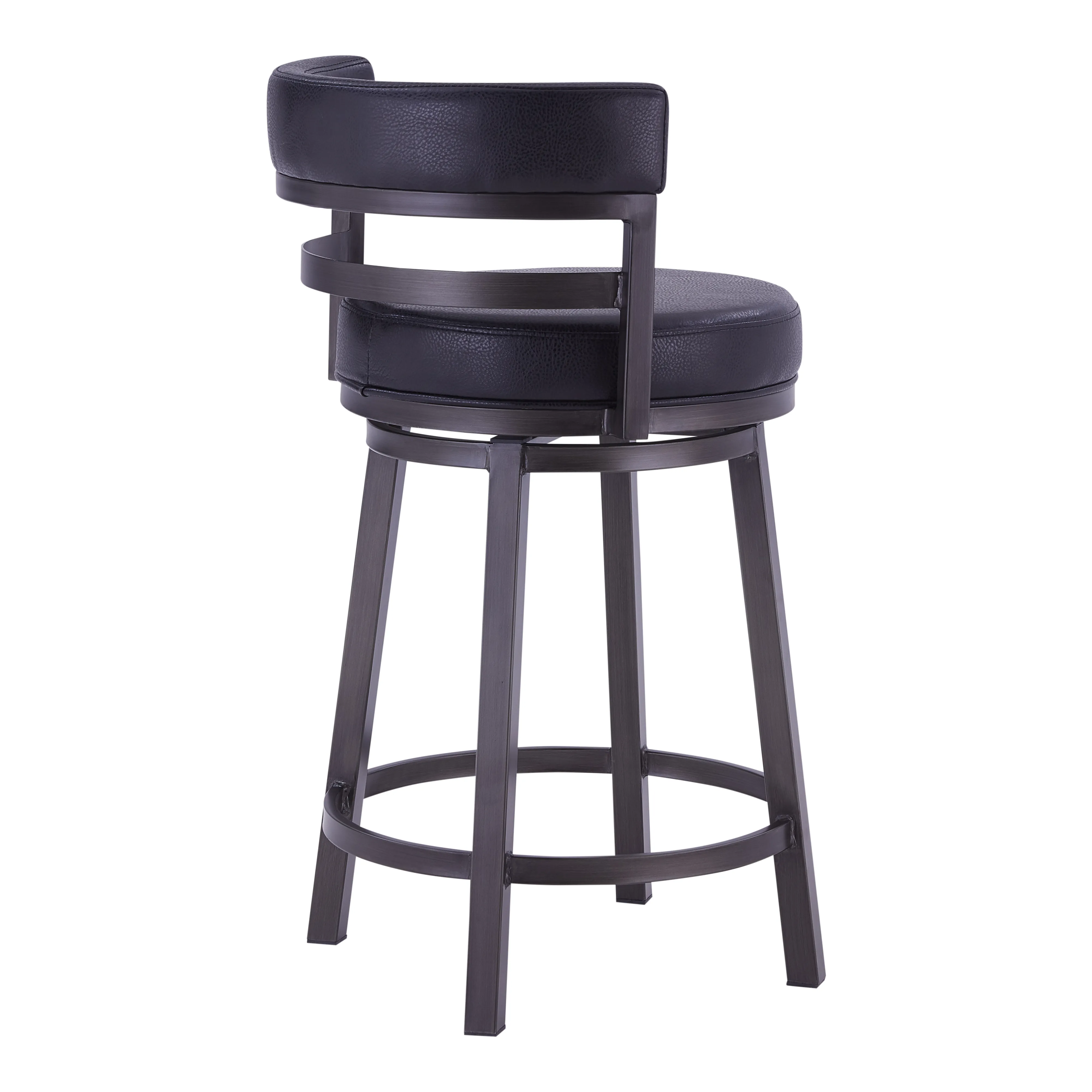 Titana 26" Counter Height Metal Swivel Barstool in Ford Black Pu and Mineral Finish