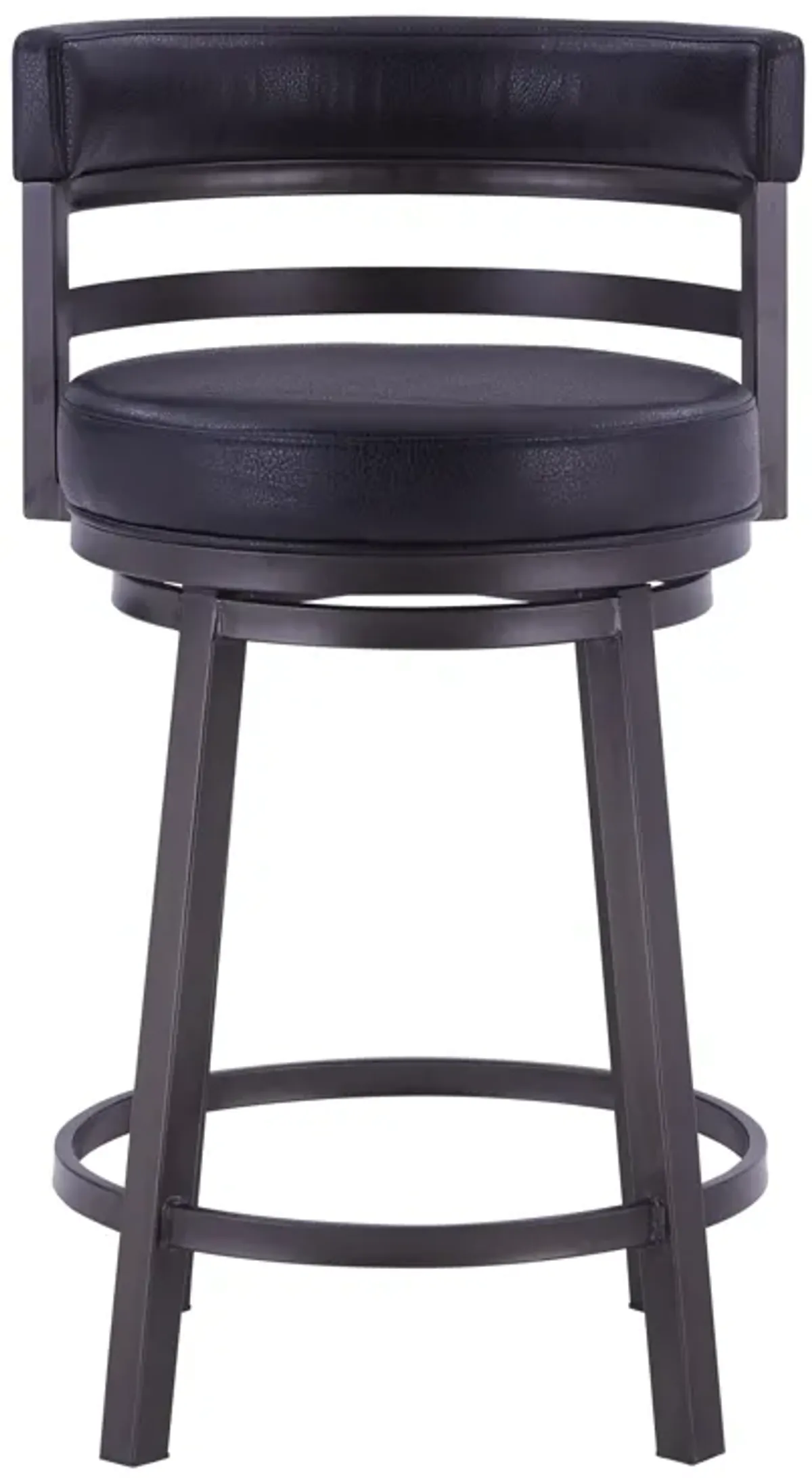 Titana 26" Counter Height Metal Swivel Barstool in Ford Black Pu and Mineral Finish