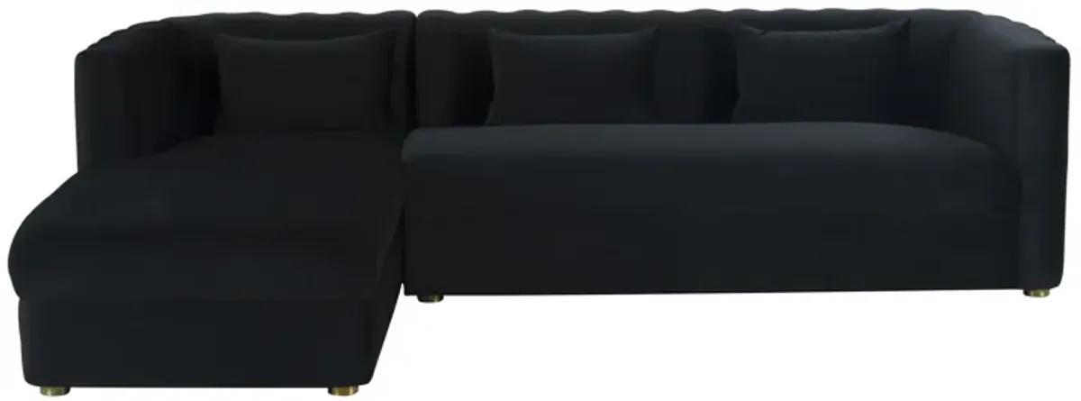 Callie Black Velvet Sectional - Left Arm