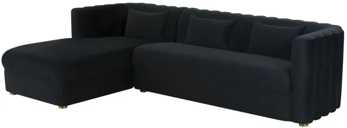 Callie Black Velvet Sectional - Left Arm