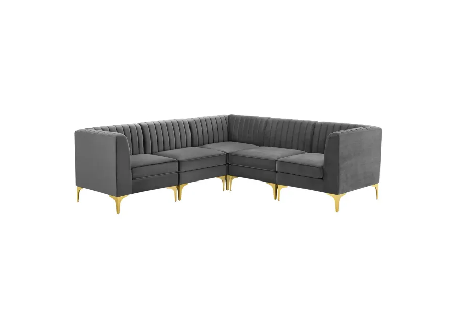 Triumph Channel Tufted Performance Velvet 5-Piece Sectional Sofa