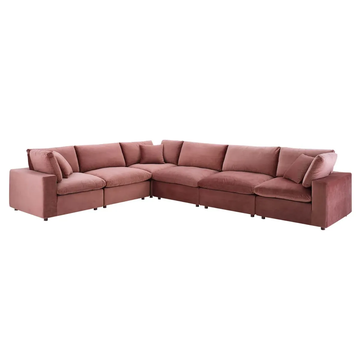 Commix Down Filled Overstuffed Performance Velvet 6-Piece Sectional Sofa