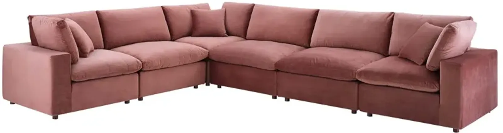 Commix Down Filled Overstuffed Performance Velvet 6-Piece Sectional Sofa