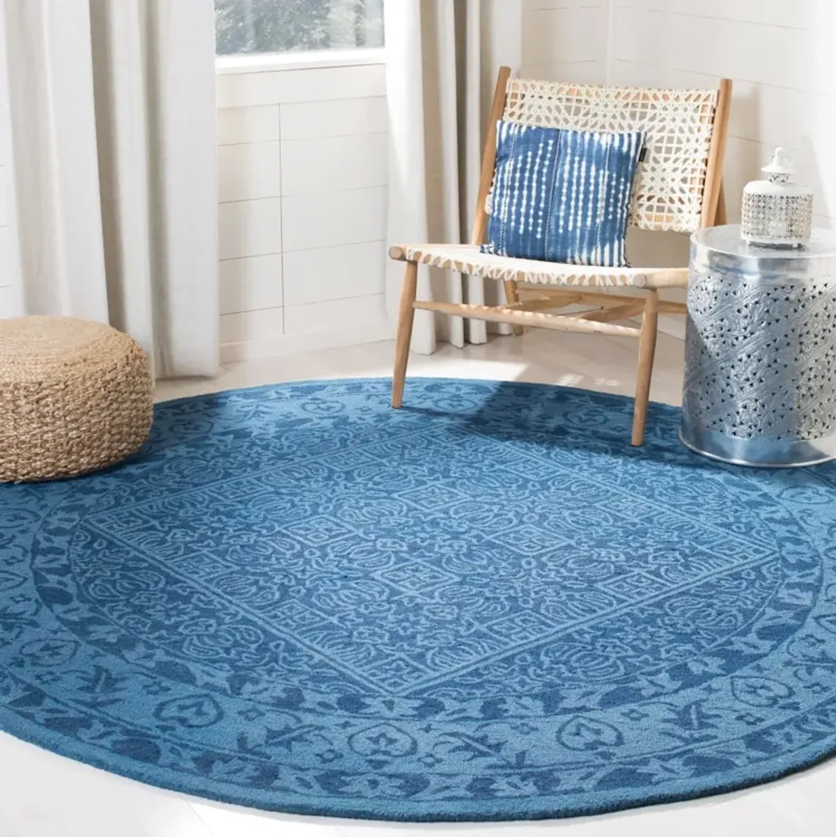 DIP DYE 151 NAVY BLUE 3' x 3' Round Round Rug