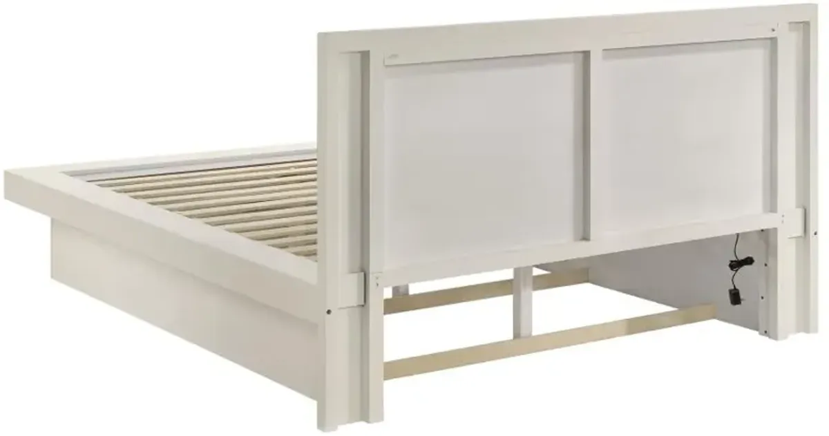 Jessica Eastern King Platform Bed with Rail Seating White